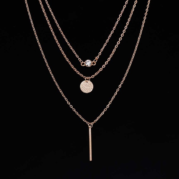 4/$30 Layered Crystal, Coin, & Bar Necklace - Picture 5 of 7